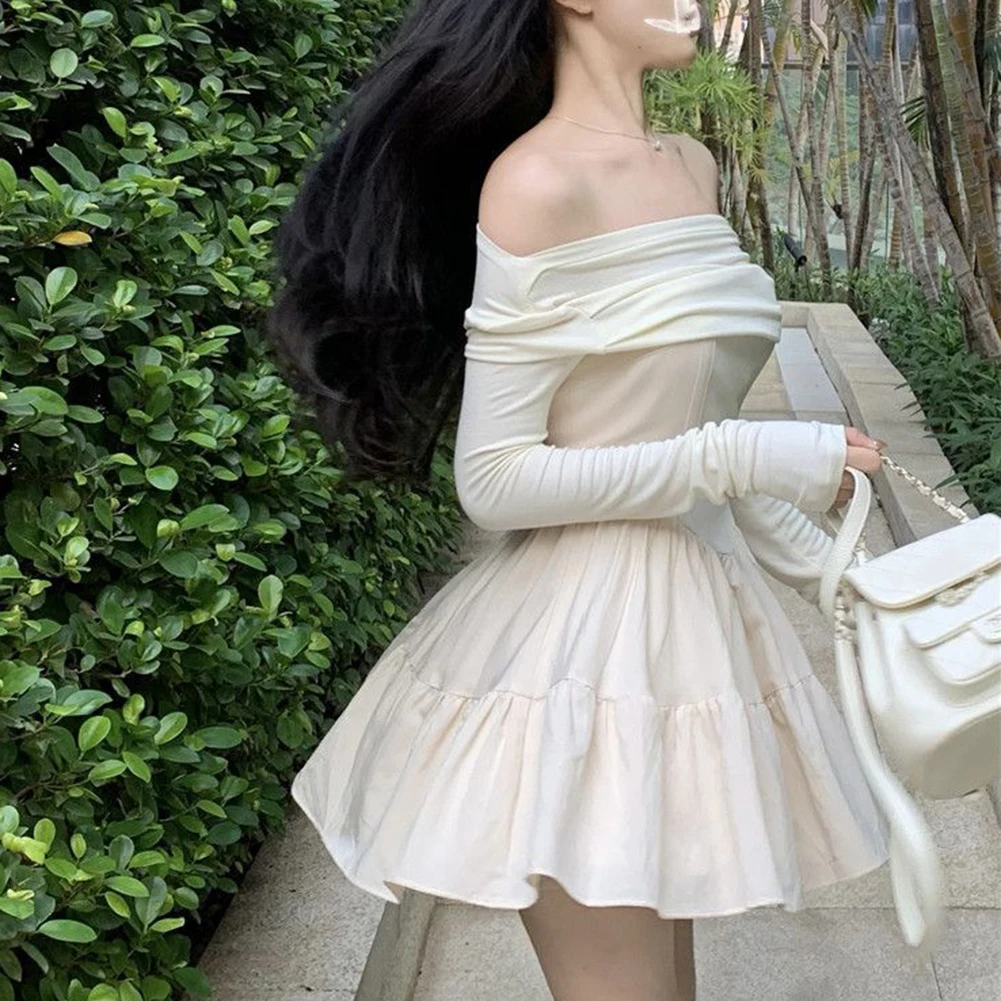 Preto a linha vestido elegante streetwear marca nova condição casual fora do ombro estilo S-2XL tamanhos disponíveis design leve estiramento