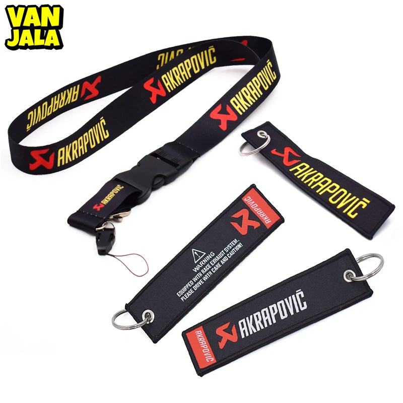 akrapovic jdm Style Keychain Key ring Lanyard Mobile ID Card Refitting Hanging Strap