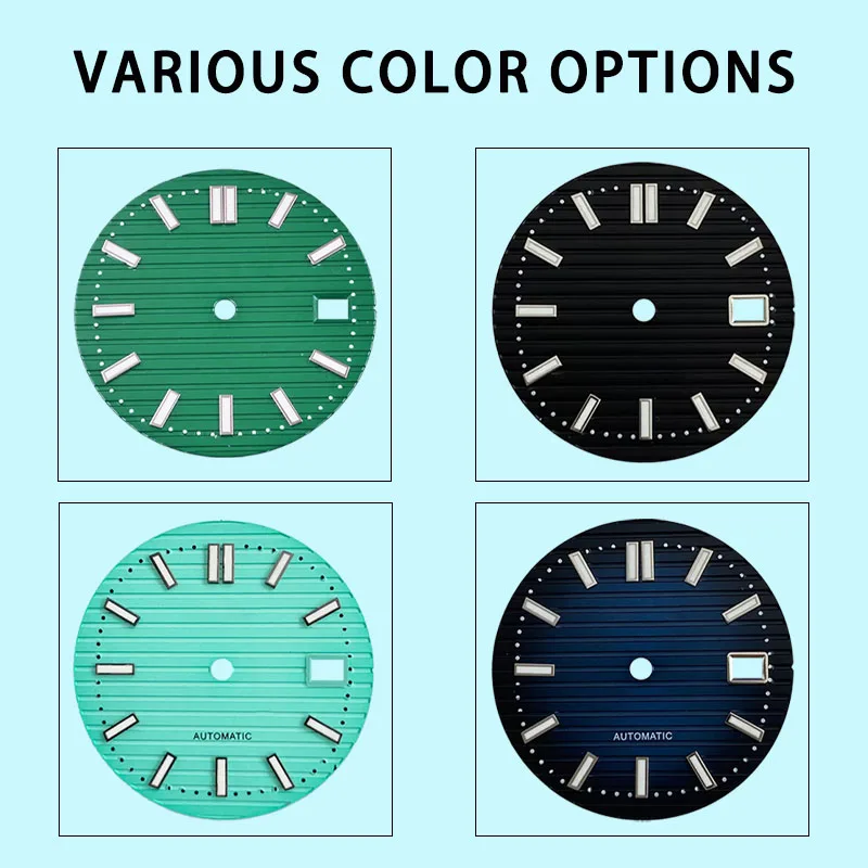 Piezas de repuesto para esfera de reloj, Esfera luminosa verde de 30,8mm con marco de calendario único, Literal, adecuado para movimiento NH35 NH36 NH38