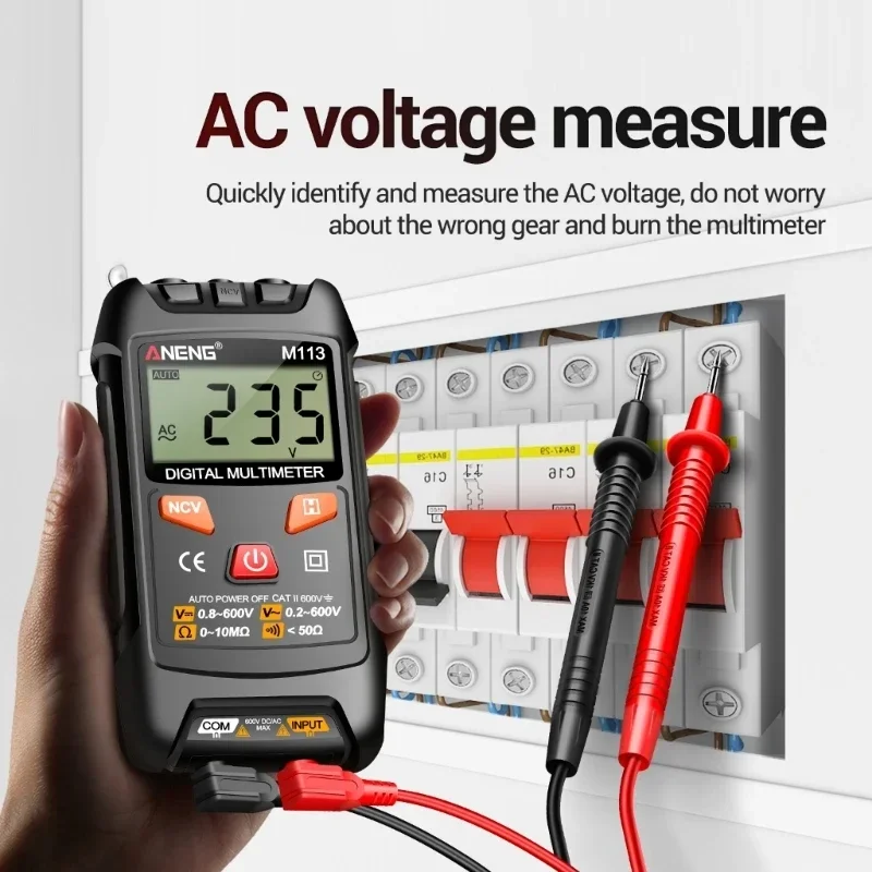 M113 Inteligent Mini Multimeter Digital 1999 Counts AC/DC Voltage Meter Ohm NCV Measuring Instruments Electricity Tools