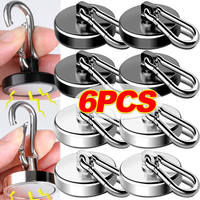 6/1Pcs Magnetic Hooks Heavy Duty Magnet Hook with Swivel Carabiner Kitchen Refrigerator Magnetic Hanger Suction Cup Black Silver