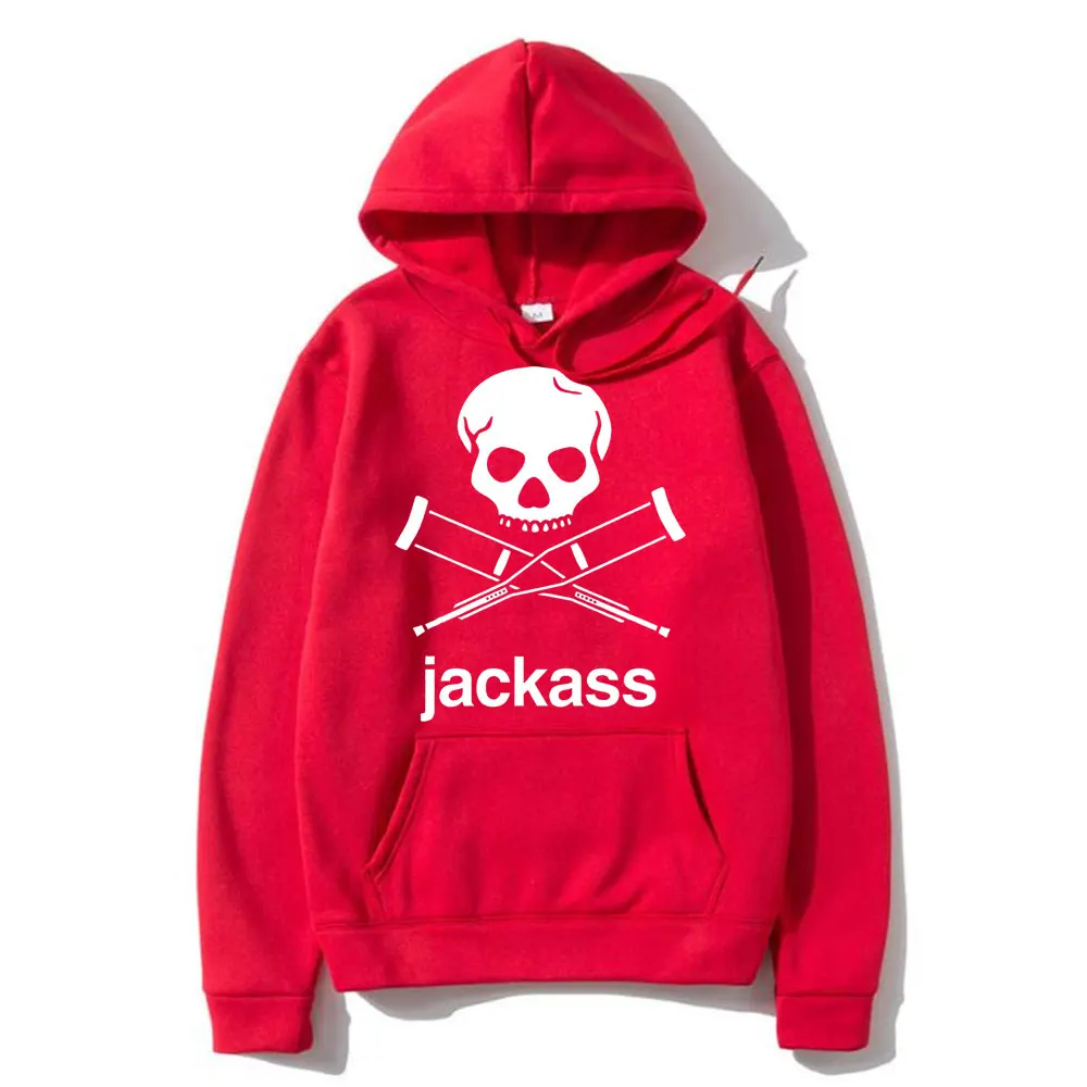 Jackass Logo Đồ Họa In Áo Hoodie Đen Dạo Phố Nam Quá Khổ Cổ Áo Len Thời Trang Nam Nữ Vintage Rời Áo Khoác