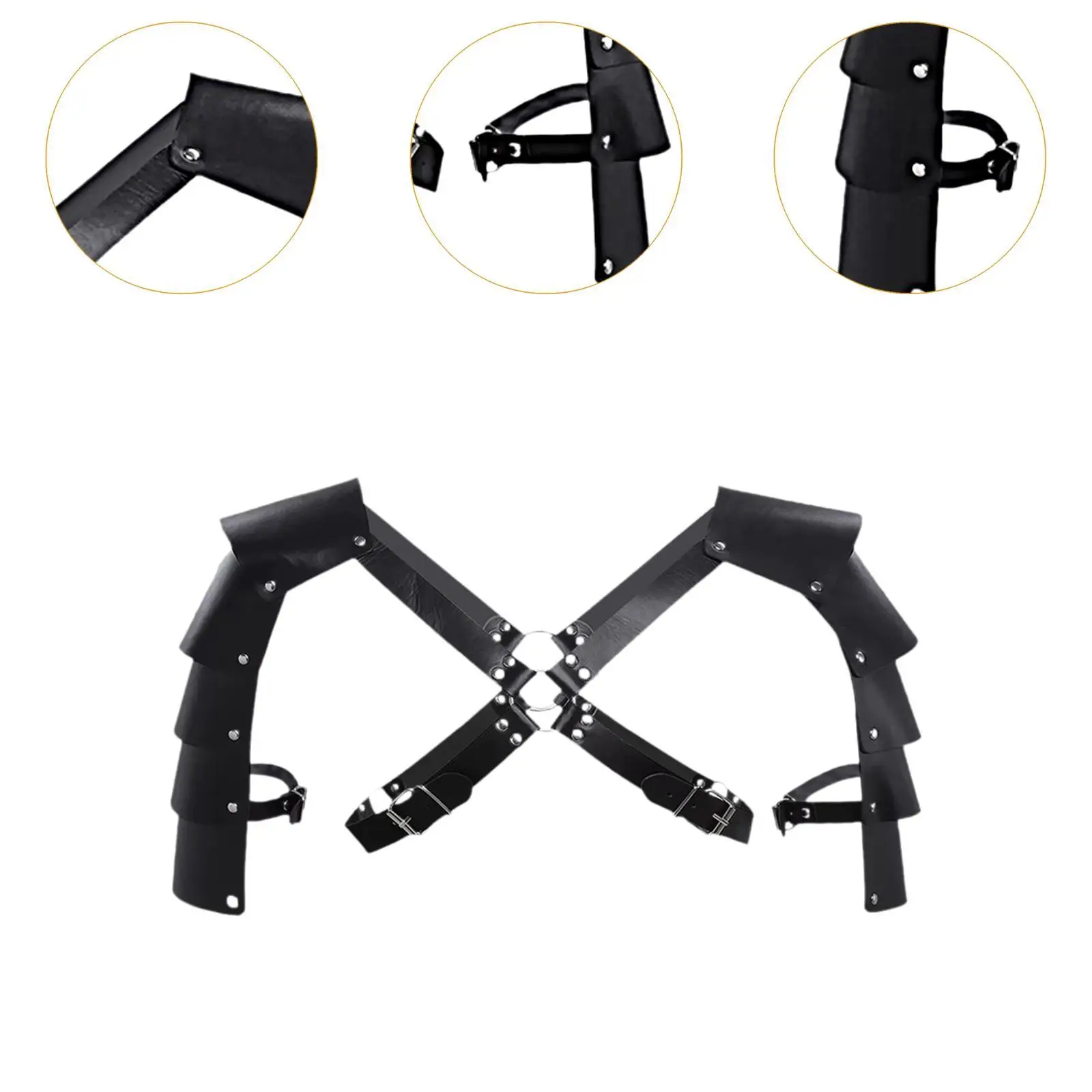 Leather Shoulder Armor Body Chest Harness Shrug Belt for Knight Pirate Dress up