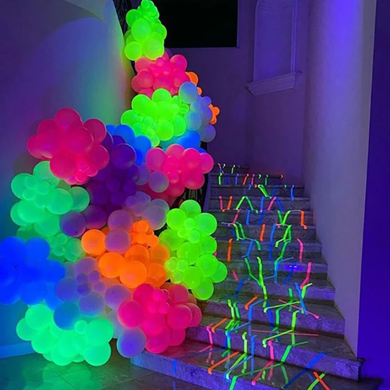 Ballons Fluorescents Réutilisables de 10 Pouces, Lueur dans le Noir, pour ixd'Anniversaire, Mariage, Bricolage, Arc, 10 Pièces