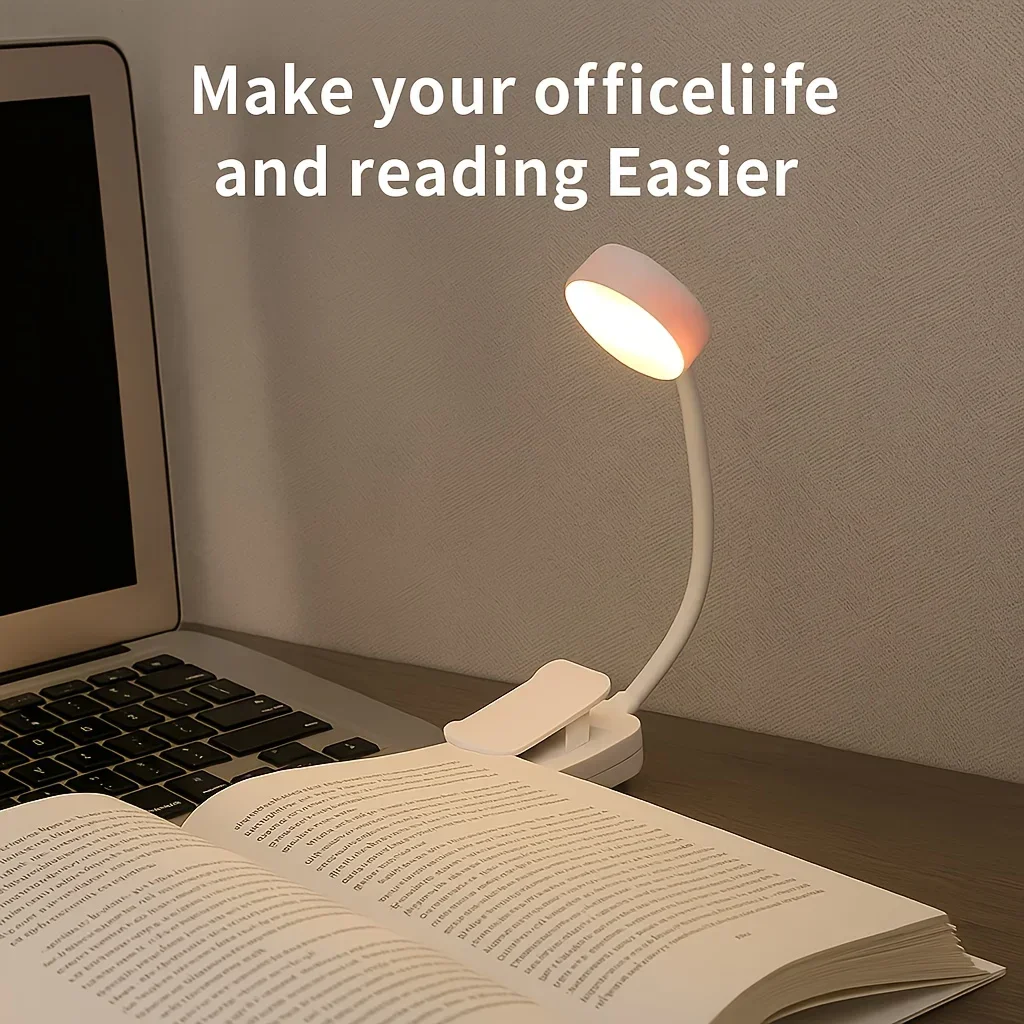 1 Stück USB-Lade-Leselampe mit 3 Farbmodi, Augenschutz-LED, Tragbares Buch-Nachtlicht, Büro- und Lernzubehör – Detail 1