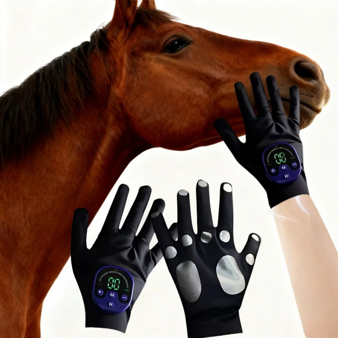 EMS-Handschuhe für Pferde, elektrische Muskelstimulation, Pferdemassagegerät zur Linderung von Spannungsschmerzen, Erholung nach dem Training