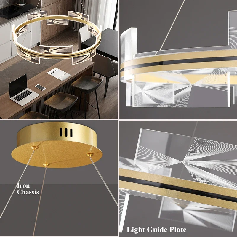 أضواء قلادة LED الحديثة ، طلاء الألومنيوم ، غرفة المعيشة ، قاعة ، الطعام ، المطبخ ، بار ، مصابيح معلقة ، الذهب ، المنزل ، الإضاءة الزخرفية
