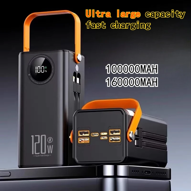 

160000mAh 120W Fast Charging Power Bank with Large Capacity Suitable for Apple for Huawei Outdoor Long-lasting Mobile Power Bank