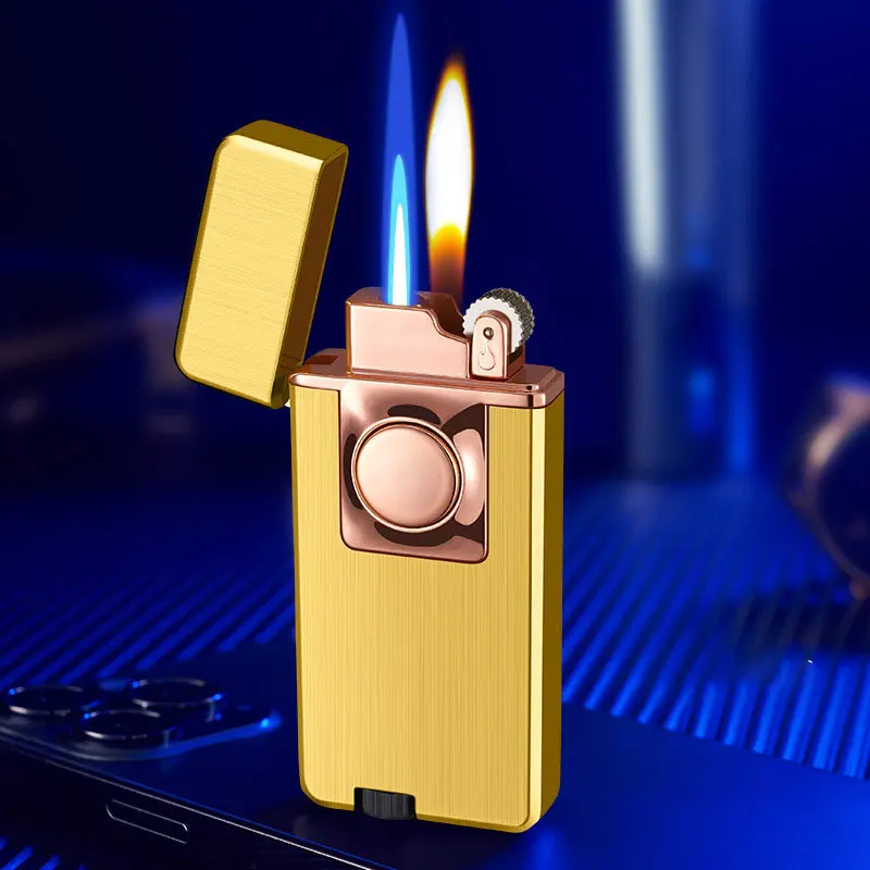 Double Fire Two Way Metal Jet And Normal  Switch Flame Torch Cigar Lighter Creative Personality Men Gift