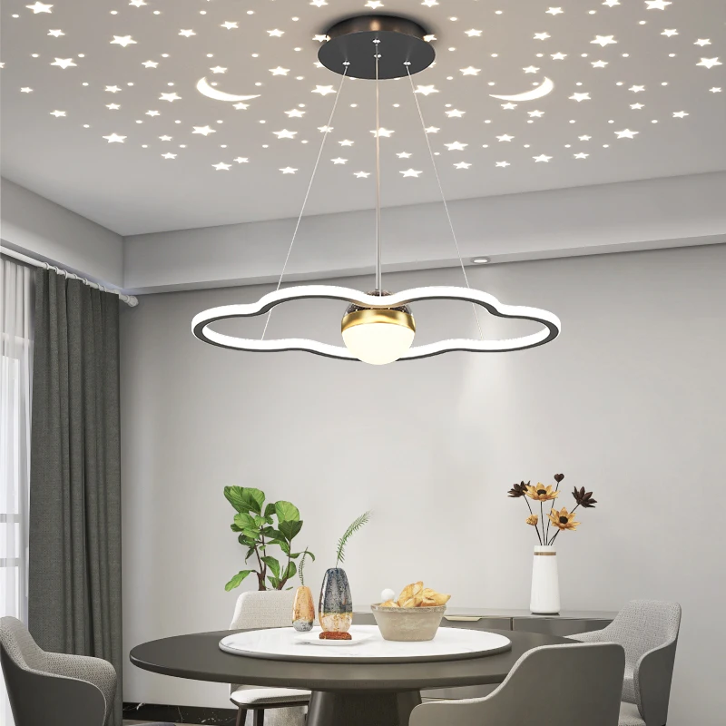 

Modern LED Pendant Lamp Chandelier Light For Kid's Bedroom Study Hall Cloud Shape Indoor Luster Fixtures Starry Sky Decor