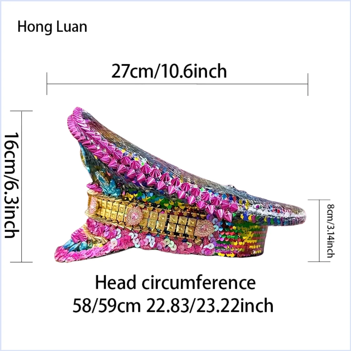 Kolorowy kapelusz na Halloween HongLuan, kapitańskie czapki z dżetami na festiwal Burning Man dla kobiet, akcesoria do cosplay dla kobiet