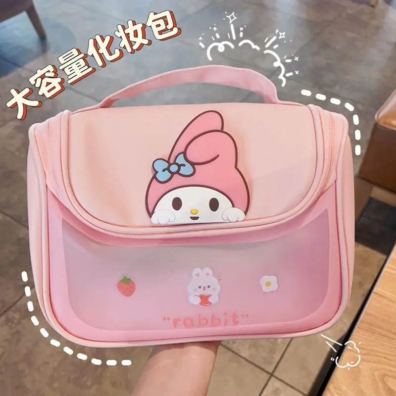 

Sanrio Cinnamoroll Anime Sweet Kawaii Large Capacity Makeup Bag Cute Cartoon My Melody Waterproof Storage Case Ins Girls Gifts