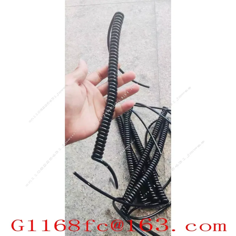 Spring Wire, 2-core, 3-core, 4-core PU Retractable Spiral Cable, Pure Copper Cable, Black, High Elasticity Power Cord, Parts