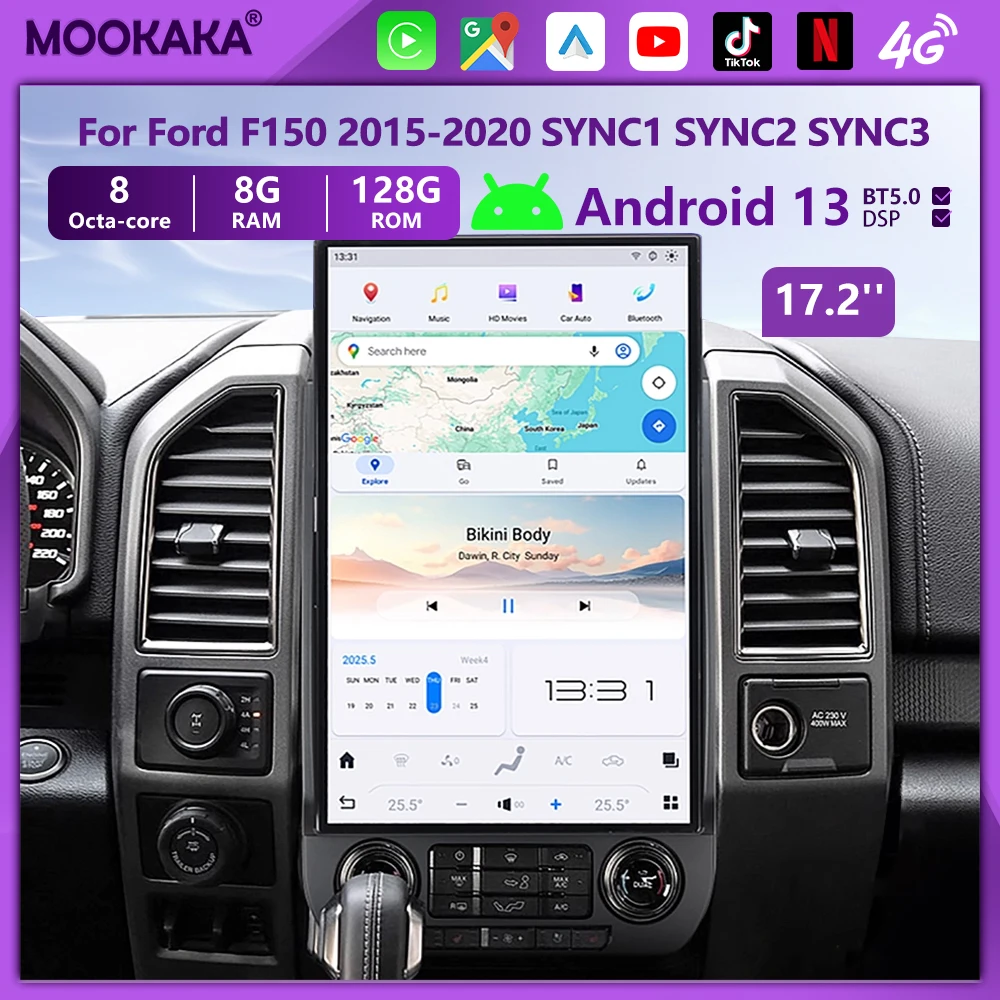 

Big Screen 17.2'' Android 13 For Ford F150 2015-2020 Qualcomm Car Radio GPS Navigation Multimedia Player Head Unit HD WIFI 4G
