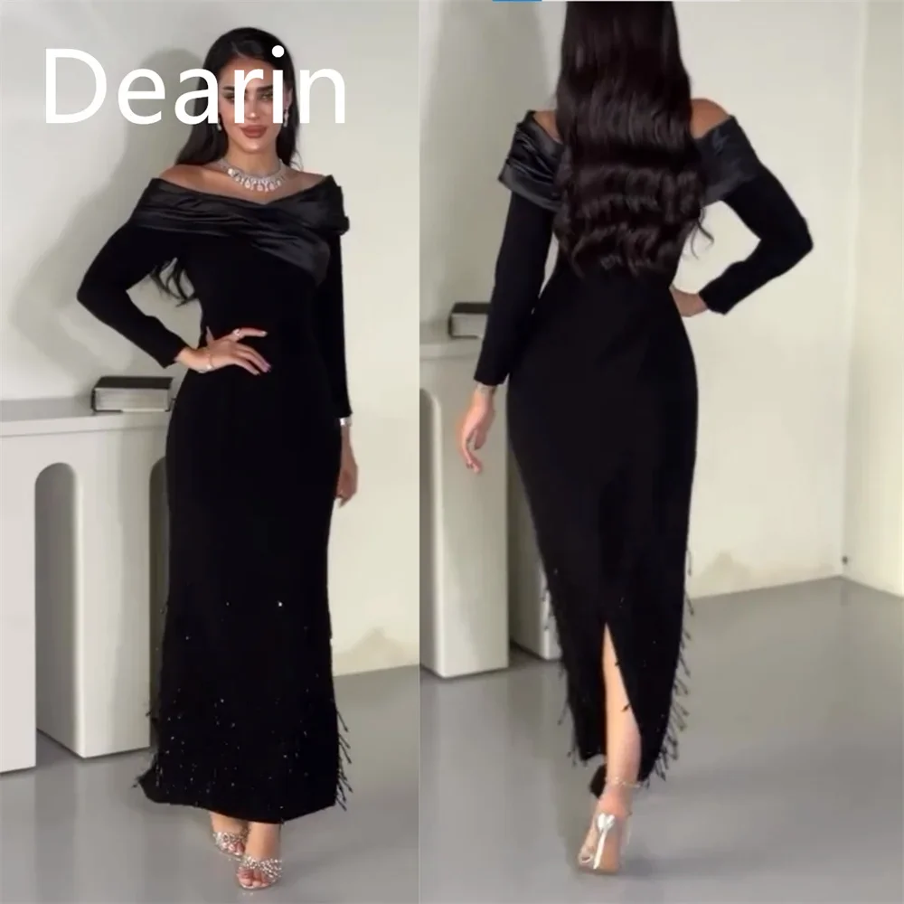 

Customized Evening Dress Prom Gown Party Occasion Women YPMWZX V-neck Column Ankle Length Skirts Vertically Bespoke Dre