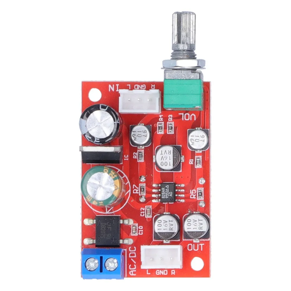 AD828 Chip Preamplifier Board DC9-24V/AC8-16V Stereo Audio AD828 Amplifier Board Single Power Electronic Components view 4