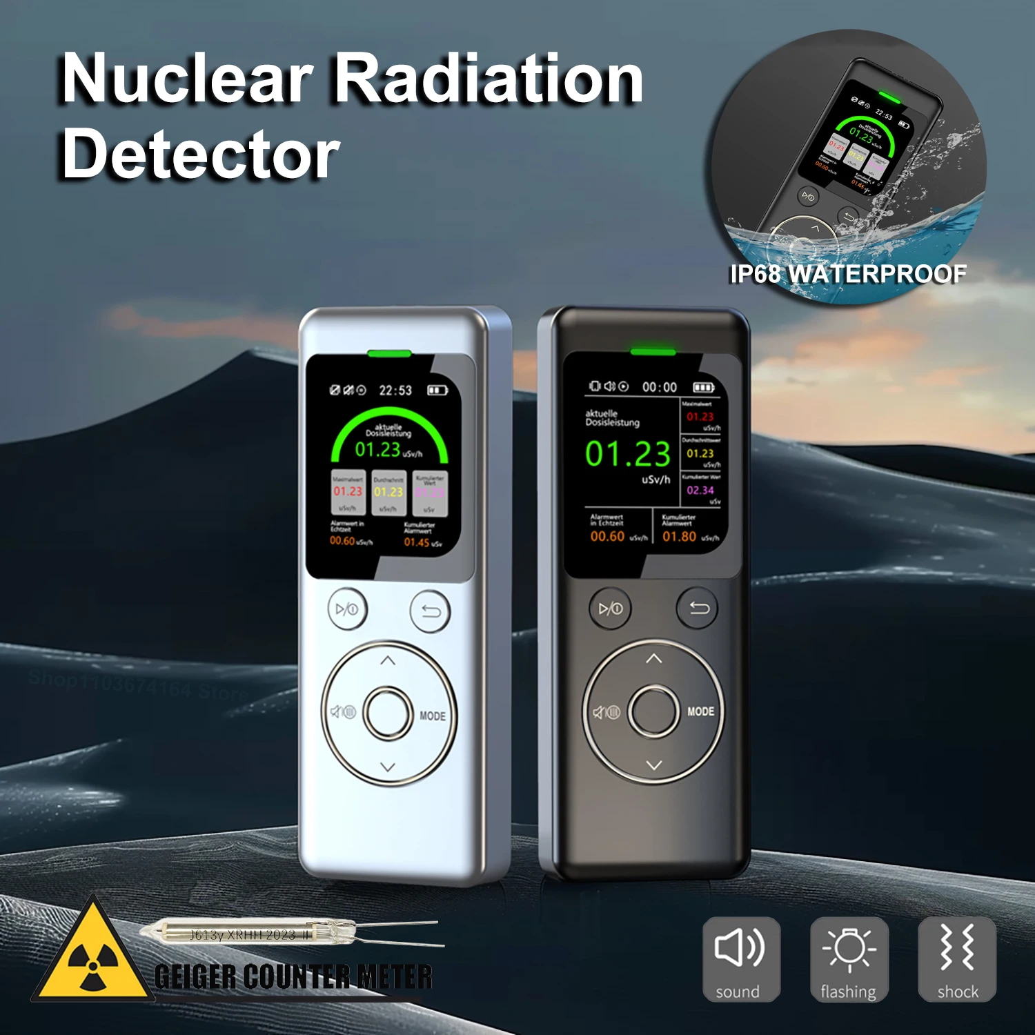 GM02 Geiger counter Waterproof Nuclear Radiation Detector X-ray Beta Gamma Detector Geiger Counter Dosimeter Rechargeable