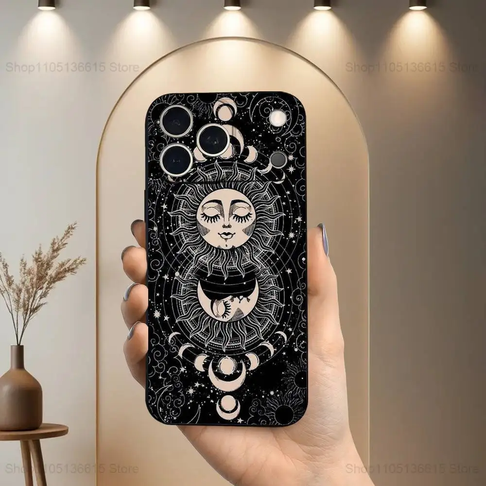 Cartões misterioso tarô totem capa de telefone para iphone 17,16,15,14,13,12,11,plus,pro max,xs,x,x,xr,se, mini,8,7, capa preta de silicone macio