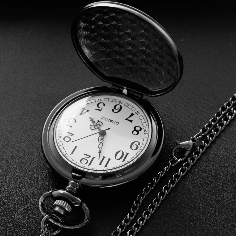 Unknown Scepter Logo Black Necklace Quartz Pocket Watch Steampunk Old Fashion Chain Pendant Pocket Watch Gift Jfc100