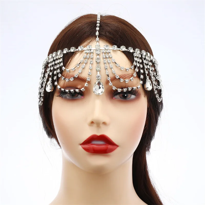 Bohemian Ancient Style Performance Headdress Diamond-encrusted Multi-layer Tassel Bridal Hair Accessories Headband