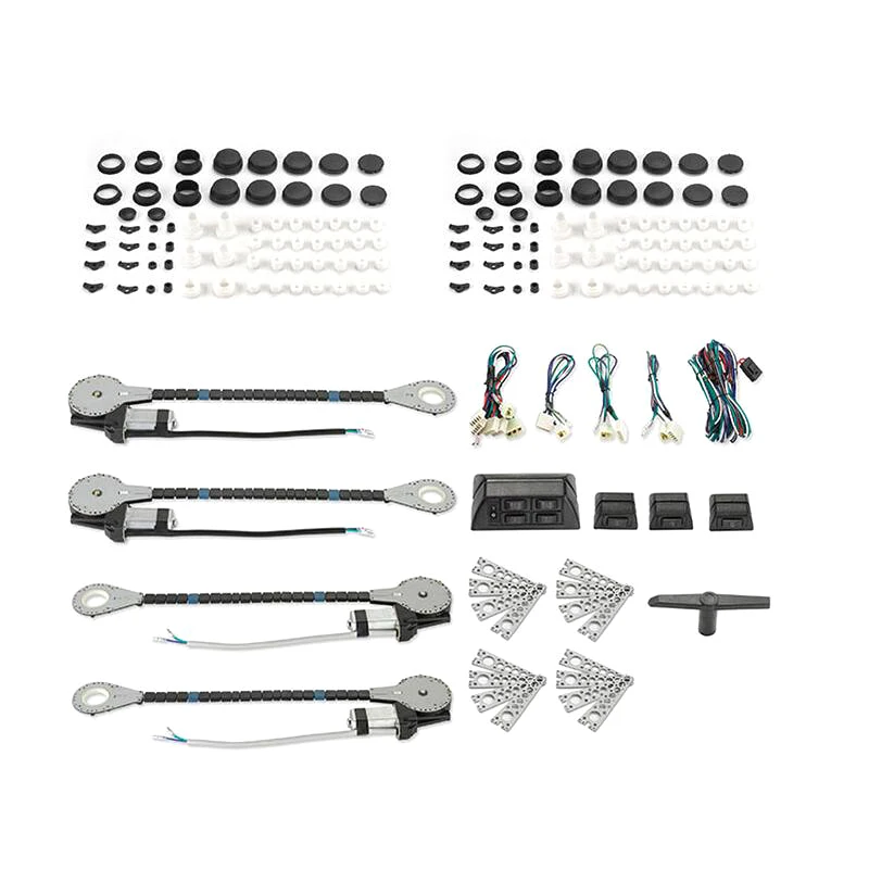 

Universal Electric Power Window Lift Regulator Conversion Kit with Switches Wiring and Hardware for 2/4 Door Pickup SUV Truck