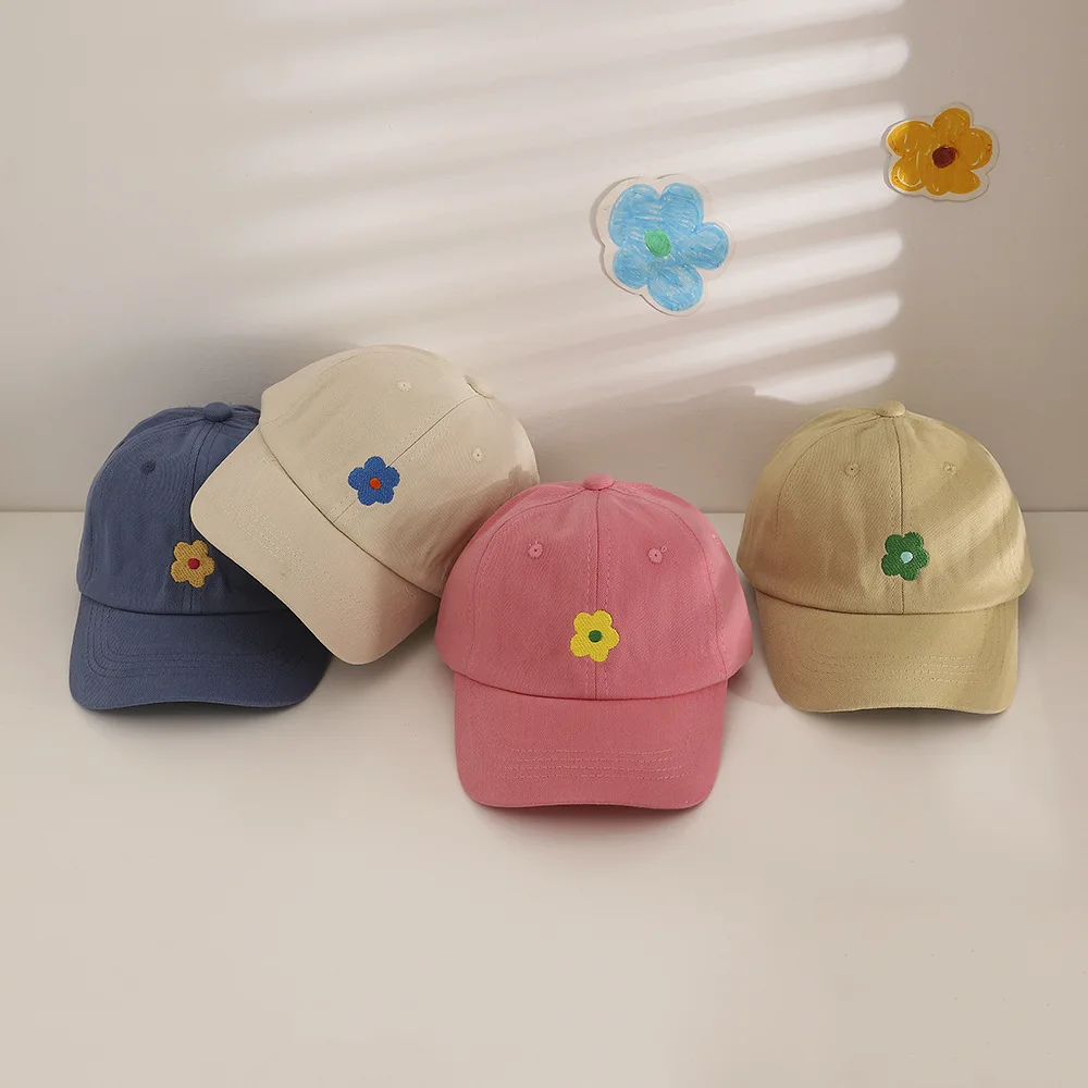 Lovely Flower Children Baseball Cap Solid Color Kids Duck Tongue Hat 3-5 Years Boy Girl Baby Outdoor Sun Visor Cotton Peaked Hat