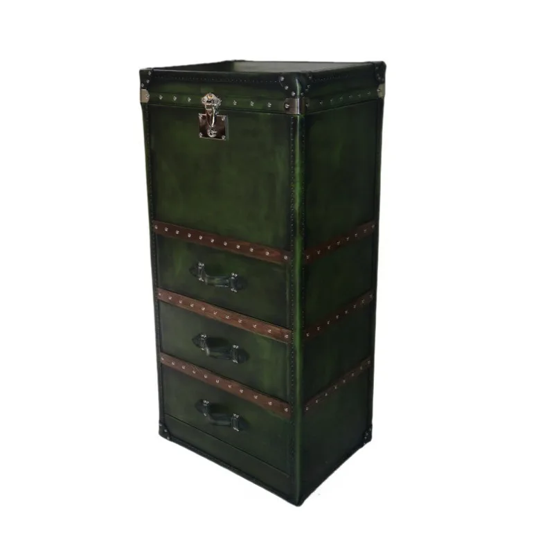 

American retro hand wipe green cowhide corner cabinet