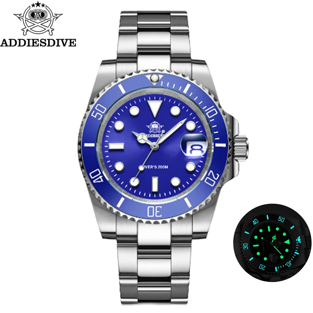 

ADDIESDIVE Men's Diving Quartz Watches 41mm Ceramic Bezel Wristwatches Stainless Steel 200m Waterproof Retro C3 Luminous Watches