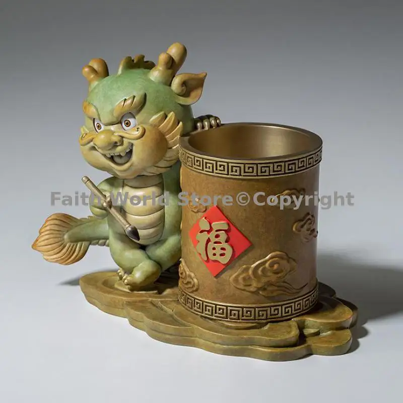 2025 TOP High end gift best Foreign present CHINA dragon bronze carving lucky Prosperous business success Pen holder Ashtray