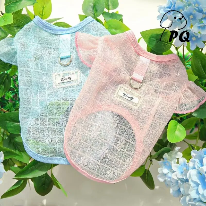 

Одежда для собак Сверхлегкая, мягкая и шелковистая, эластичная одежда для кошек, кружевная сетка, летящие рукава, удобные и дышащие, с героями мультфильмов