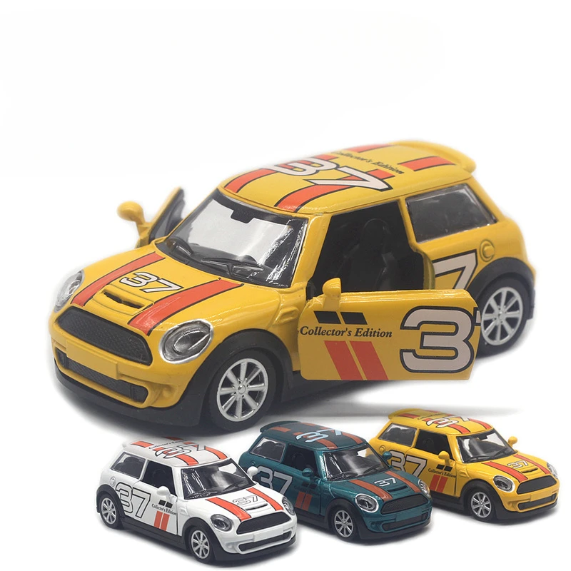 1:32 سبيكة ميني كوبر رسمت نموذج سيارة رالي التراجع فتح الباب نموذج سيارة هدايا لعبة للأطفال #3