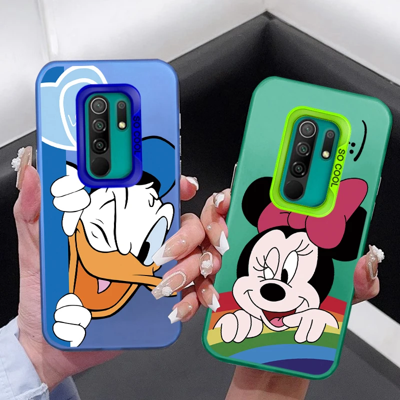 Für redmi 9 redmi 9t handy hüllen elektro platte laser matt donald ente mickey minnie anime für redmi 9t stoß feste luxus schalen