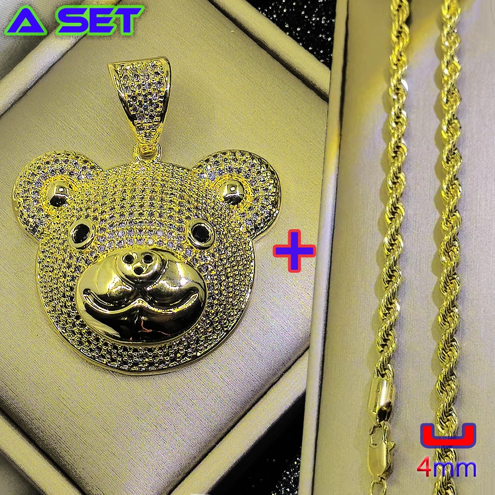 Exclusive customized new necklace, luxurious all diamond inlaid gold animal decoration pendant, 18K gold plating, hip-hop trend