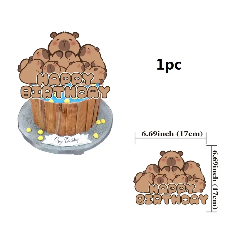 Animal Theme Children's Birthday Party Cake Decoration,Capybara Cake Toppers,Capybara Happy Birthday Cake Insert