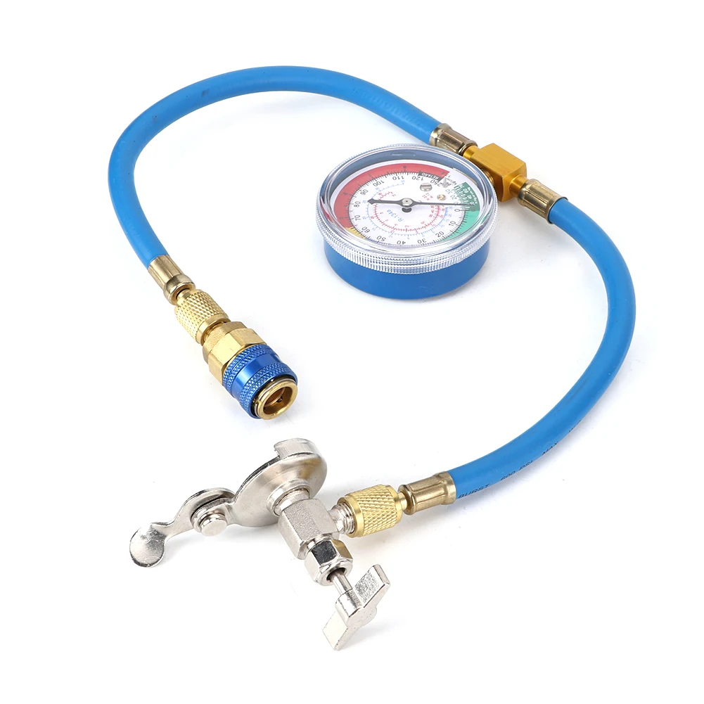 Mangueira de recarga de tubo de carregamento de refrigerante portátil a/c r134a com adaptador de medidor ferramentas de reparo de ar condicionado de carro de alta precisão