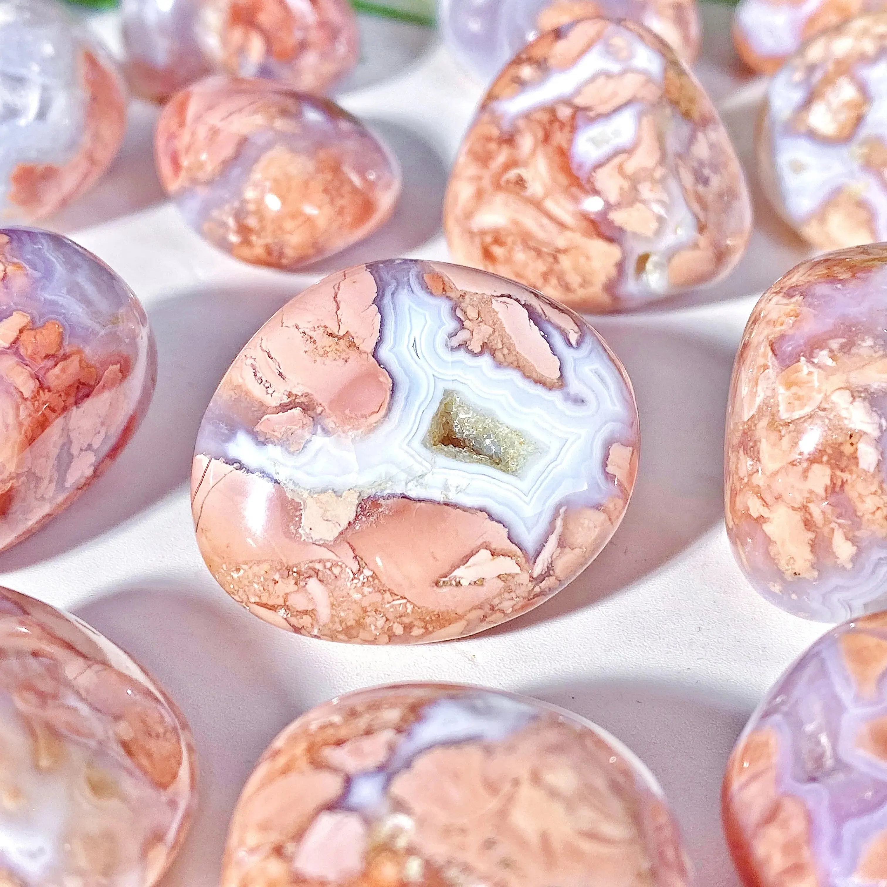 5PCS 10-50mm High Quality Pink Agate Natural Tumbled Crystal Stones,Natural Crystals Quartz Minerals,Gemstones,Glitter