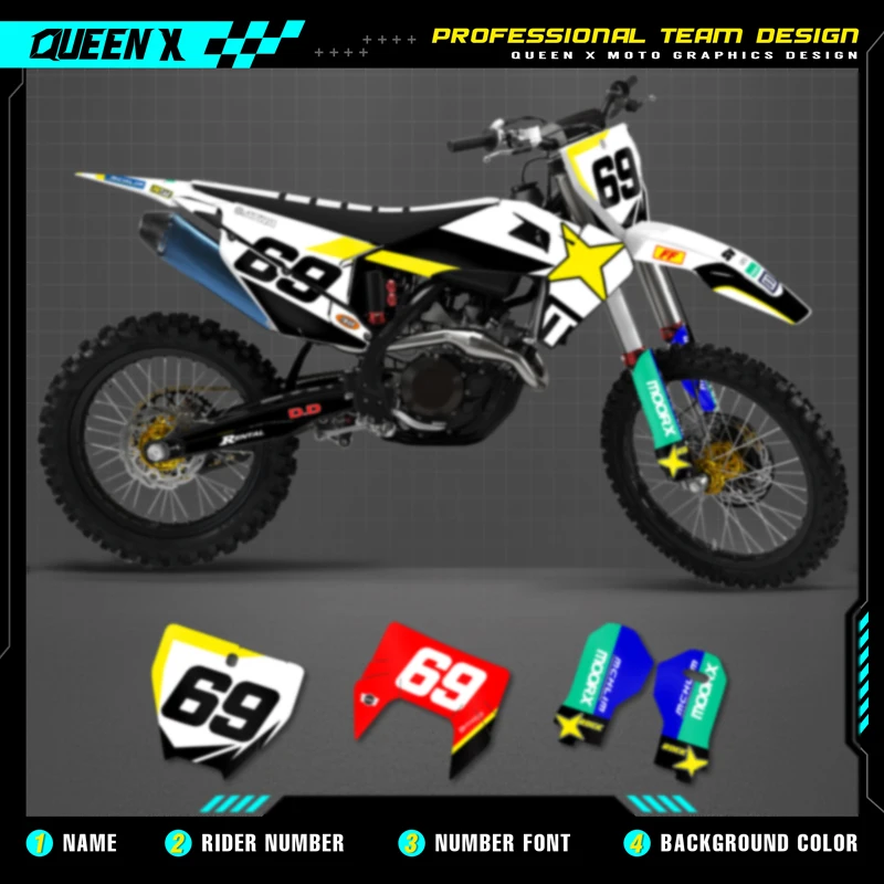 Queen X MOTOR Custom Team графические наклейки, Набор наклеек для Husqvarna Decal 2019-2022 TC FC TX FX FS 20-23 TE FE 125-450CC 021