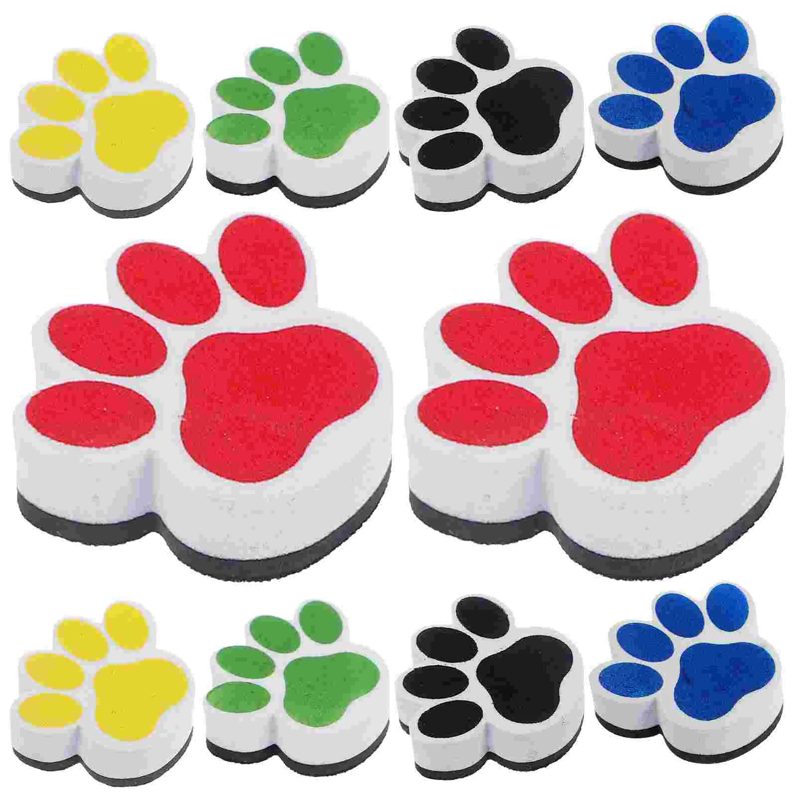 Magnetic White Board Erasers 10Pcs Paw Print Dry Erase Eraser Chalkboard Cleaner Cartoon Whiteboard Erasers Classroom