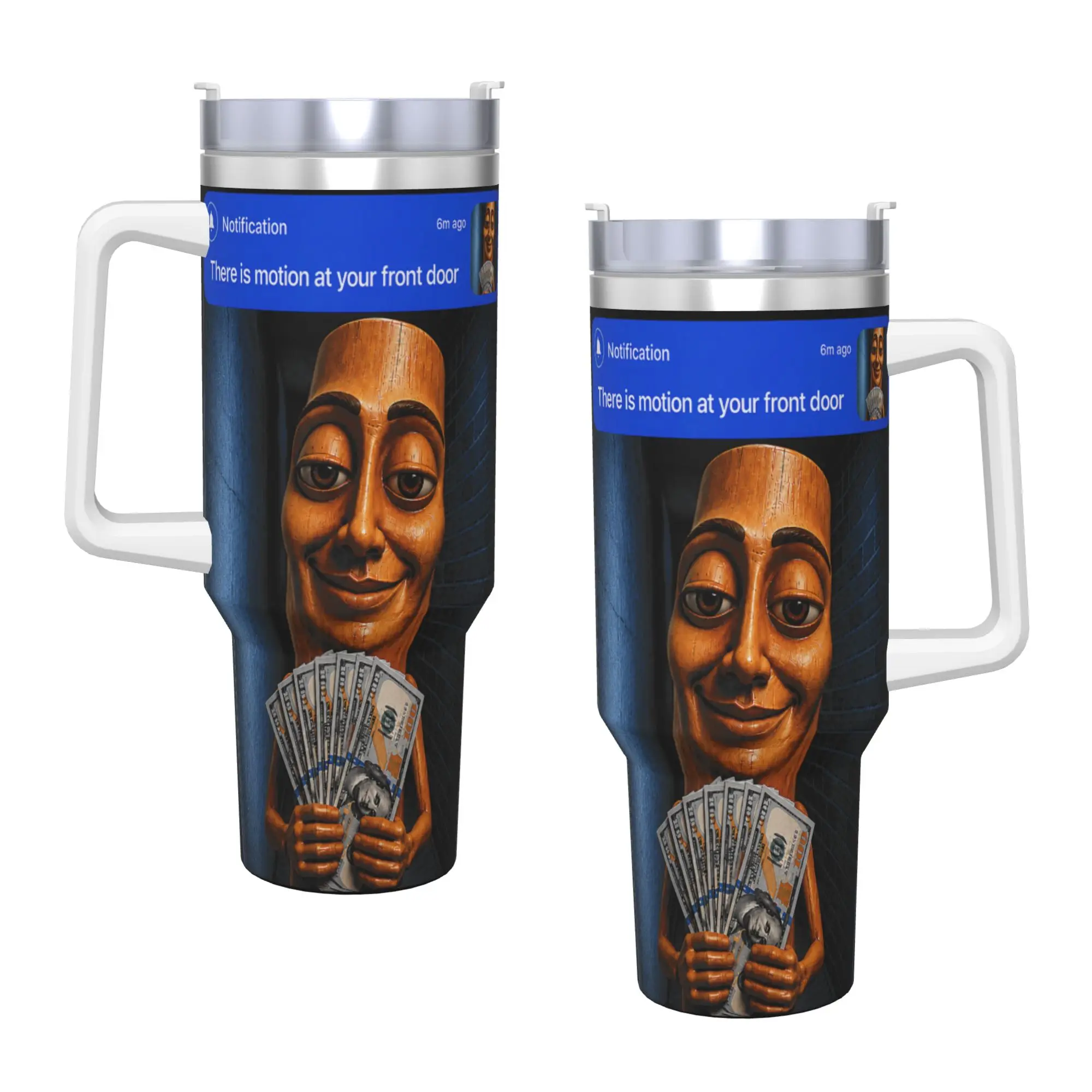 There is Motion at Your Front Tung Tung Tung Sahur Money Stainless Steel Tumbler Camping Car Mugs Large Capacity Thermal Cups