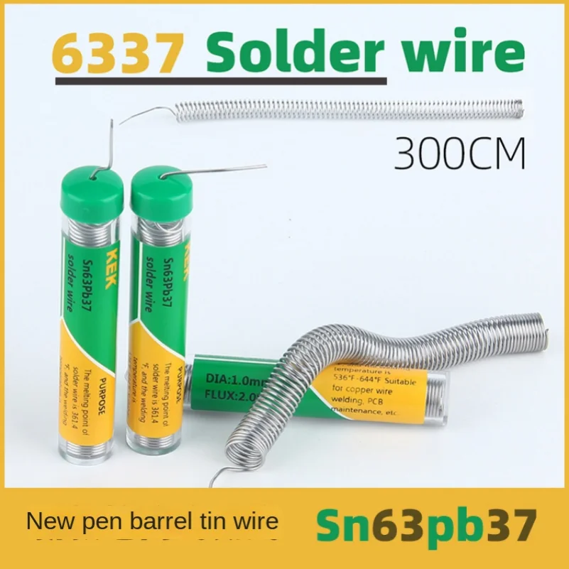 1.0mm 300cm Sn63Pb37 pen holder solder wire lead high purity canister maintenance solder wire flux students experiments 6337