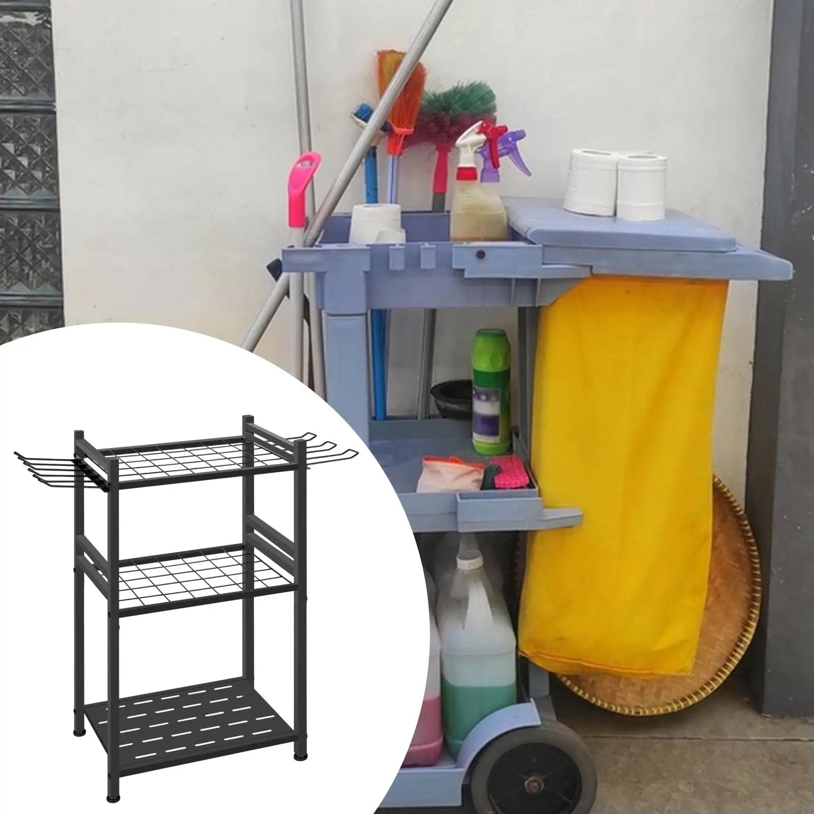 

Garden Tool Organizer Stand, Stable Versatile Carbon Steel Garage Tool Storage Rack with Hooks