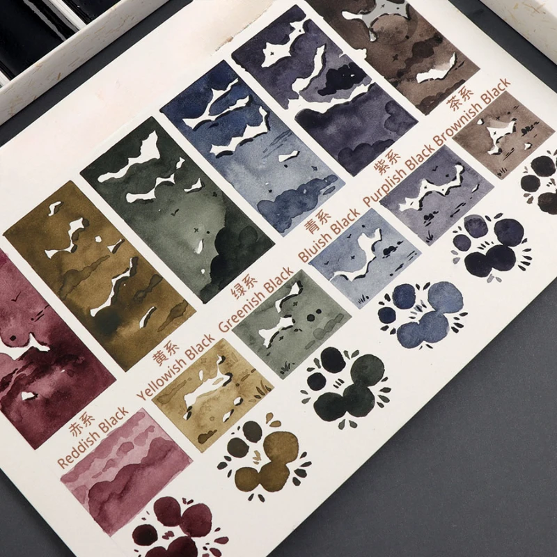 Japan MOYUNTANG Solid Watercolour 6 Colors Set Ink Painting Ink Nail Watercolour Large Plate Drawing Acuarelas Art Supplies
