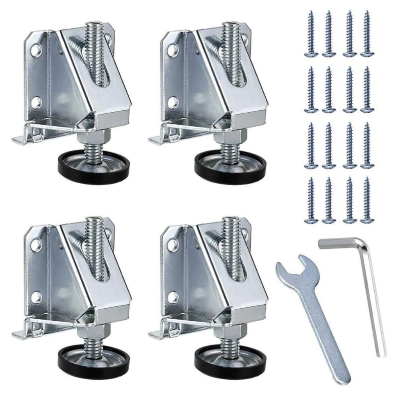 4 Pack Black Leveling Feet Heavy Duty Adjustable Furniture Leveler Legs with Installation Screws Lock and Wrench 918D