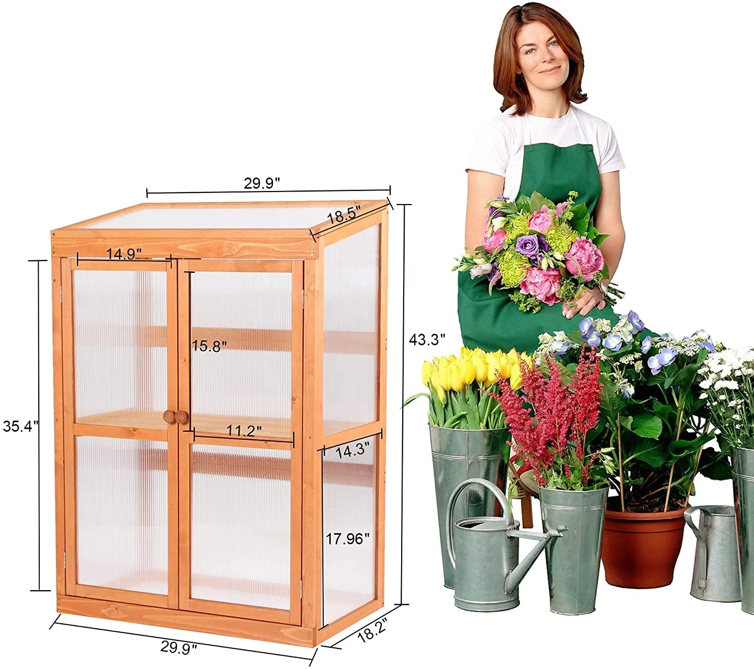 

Hot Sale Cheap Wooden Mini Outdoor Plant 2 Tier Garden Bed With Greenhouses Garden Used