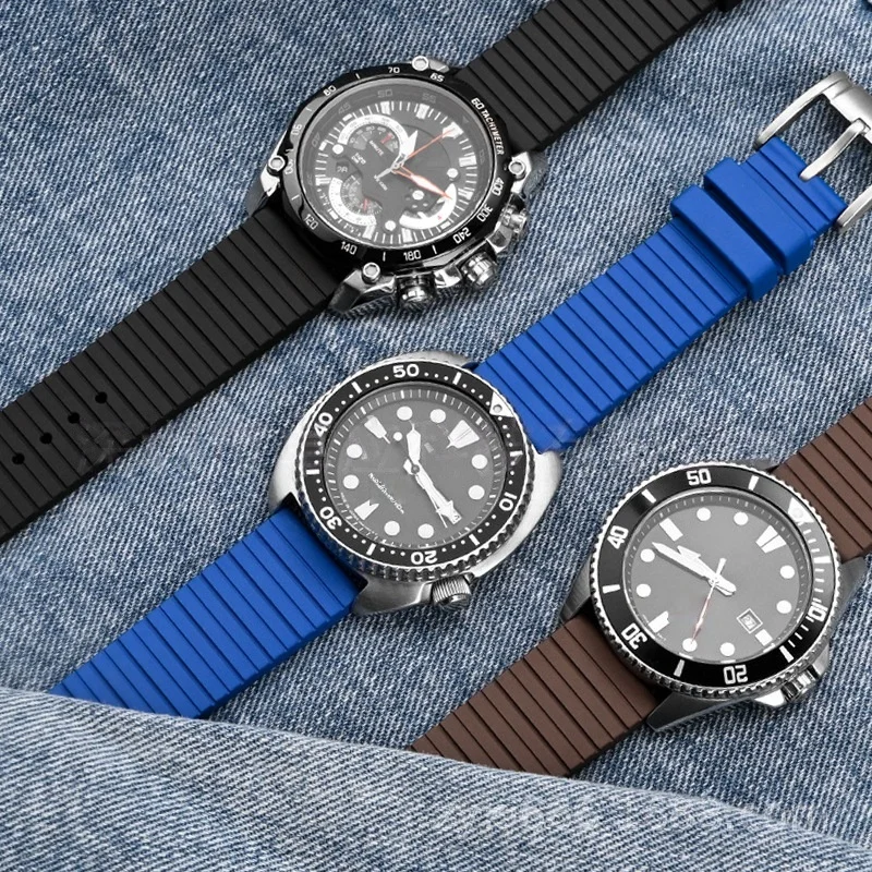 FKM Rubber Strap for Casio Seiko Rolex Omega Cartier 20 22 24mm Quick Release Watch Band Premium Quality Anti-Dust Bracelet