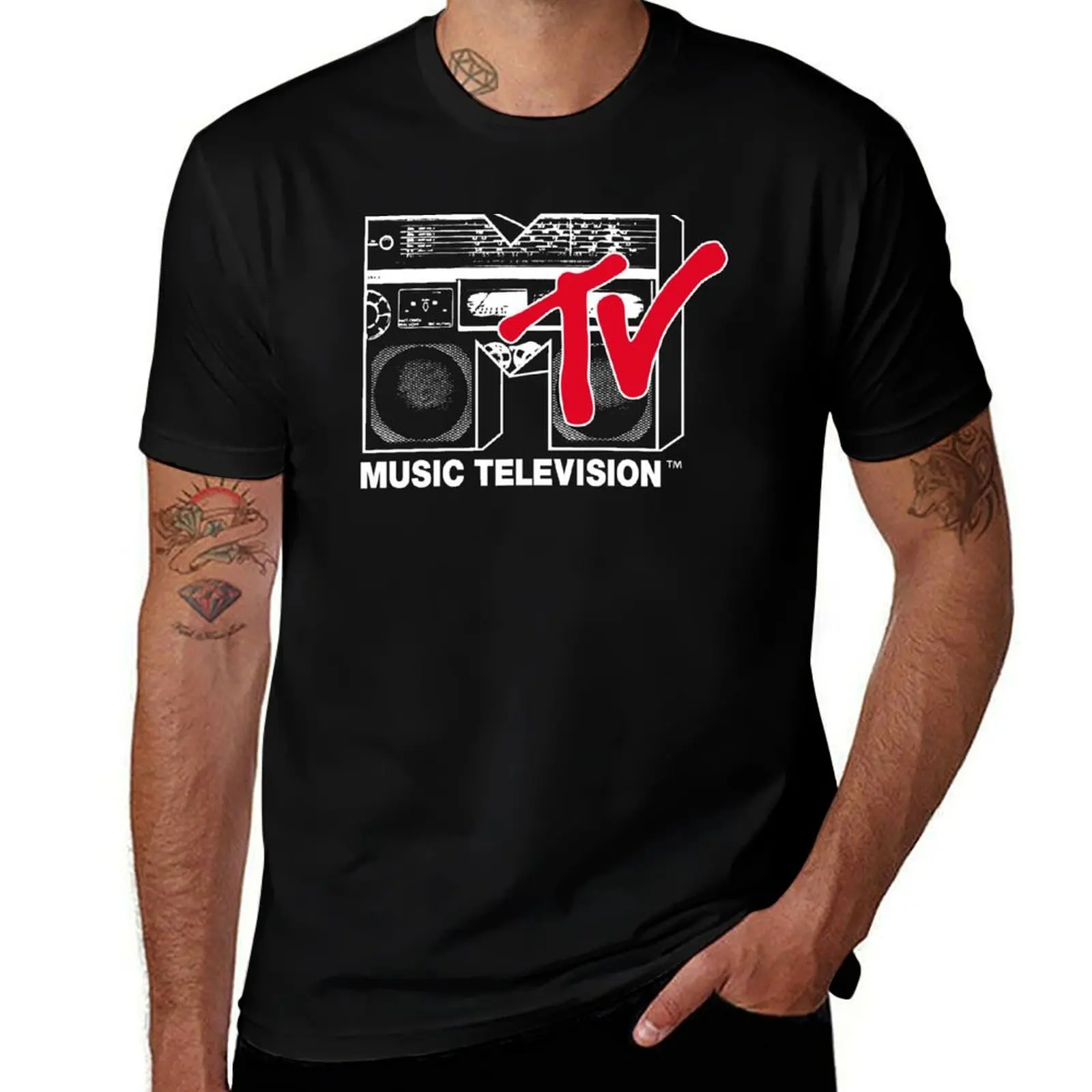 MTV Boombox Music Television Logo T-Shirt man t shirt summer t shirts for man pack white t shirt for man T-Shirt