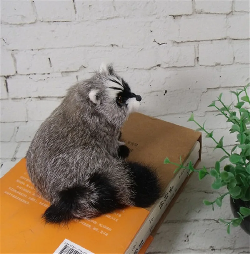 About 12x10cm Simulation Raccoon hard model,polyethylene&furs Raccoon Handicraft prop,home decoration toy gift w1100