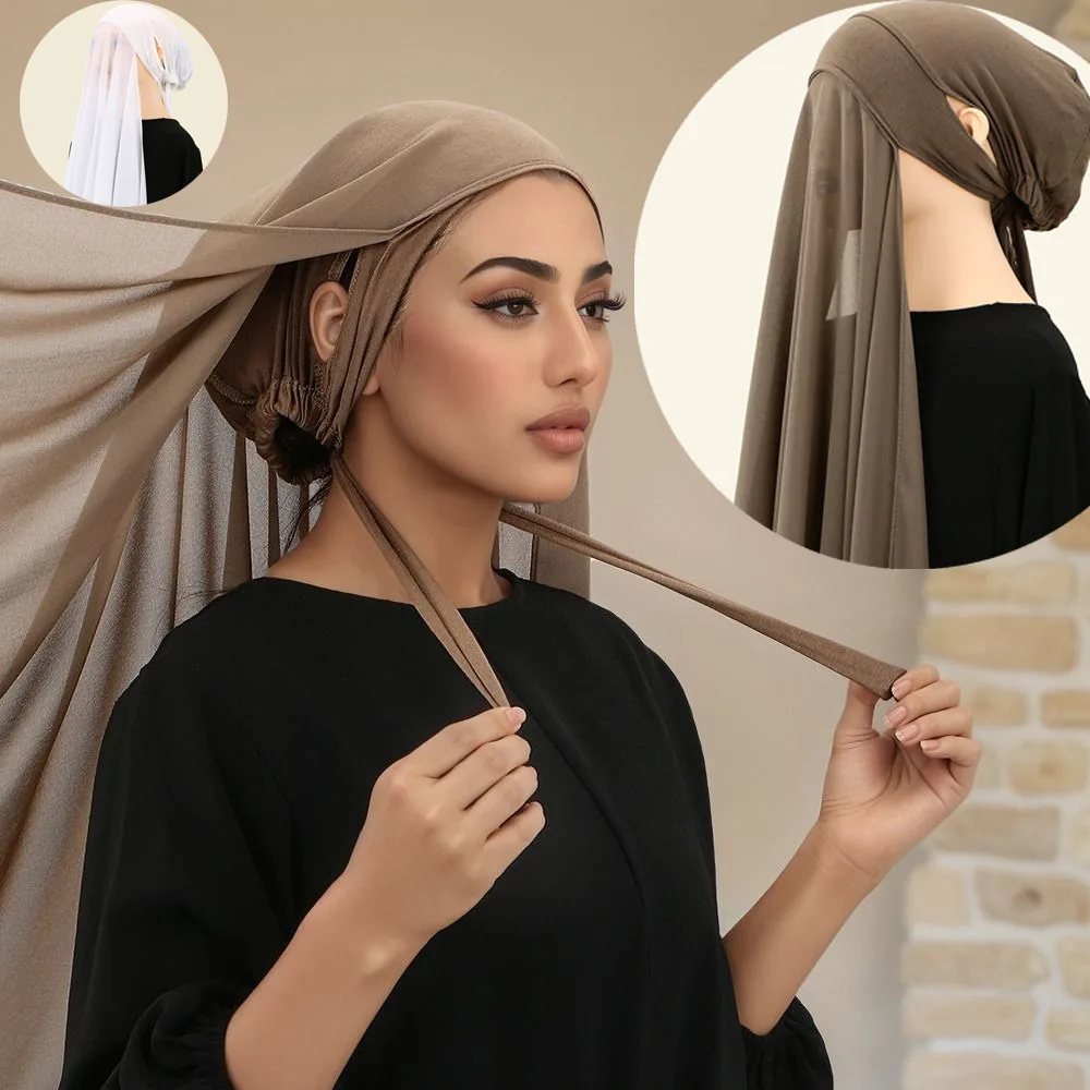 

Мусульманский цельный шарф Амира, внутренний ремешок для шляпы, женский исламский молитвенный хиджаб, головной платок, нижний шарф, тюрбан, никаб, никаб, шаль, чехол