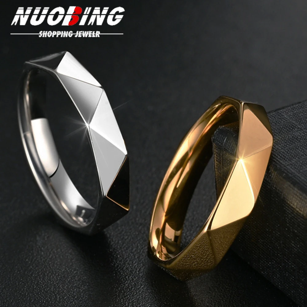 Temperament Glossy Rhombus Stainless Steel Ring Geometric Irregularities Jewelry Women Gifts Party Romantic Lovers Anniversary