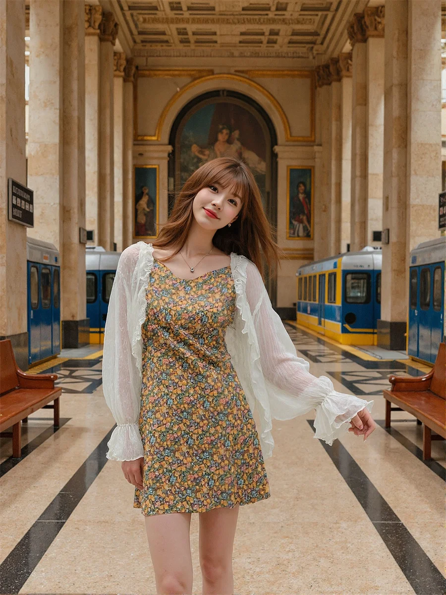 بلوزات قطنية نسائية بيضاء كبيرة الحجم مقاومة للشمس وأكمام قصيرة من الدانتيل أنيقة للسيدات سترة صيفية طويلة كورية مقاس كبير #2